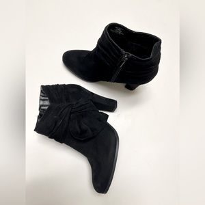 Black suede high heel boots.size 10M